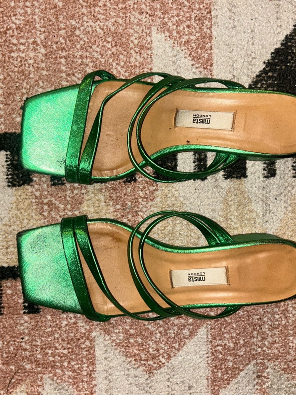 Miista Eva Metallic Emerald Strappy sandals
